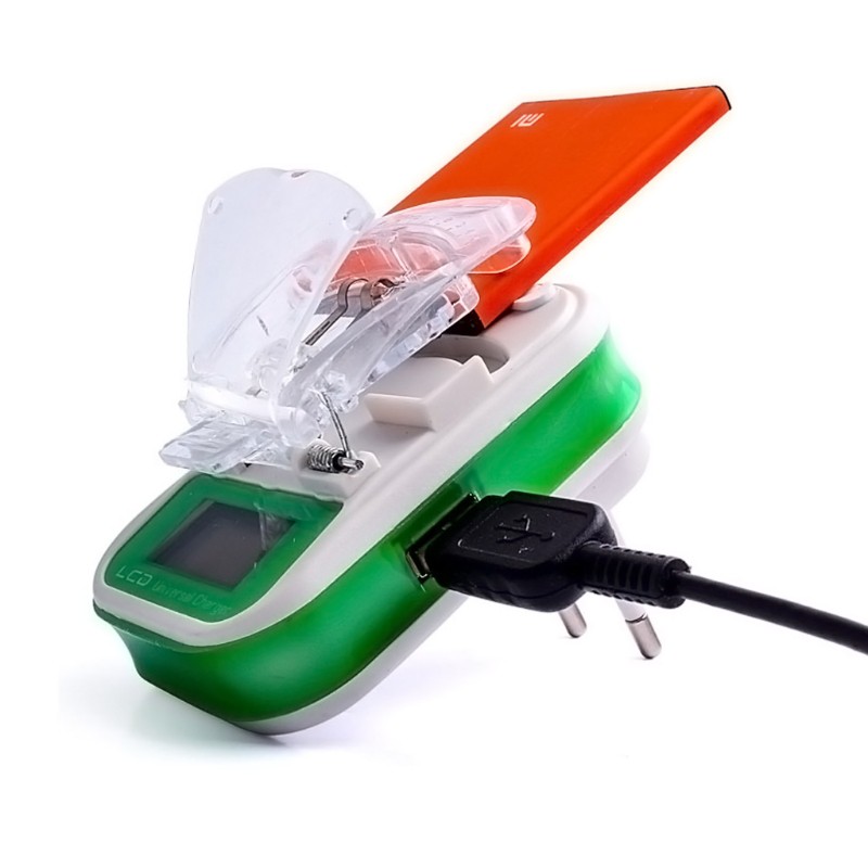 Bộ sạc pin đa năng màn hình LCD với cổng USB