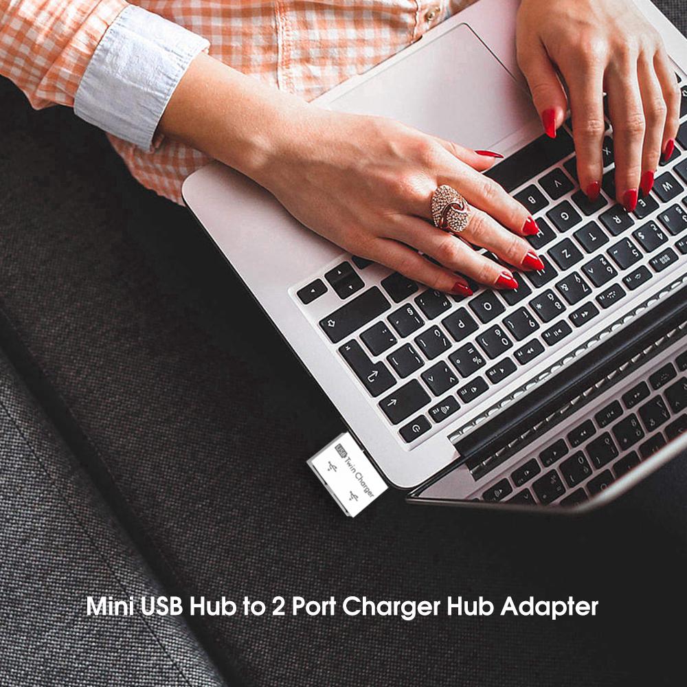 Bộ chuyển đổi trung tâm sạc USB kép Mini Bộ chia 2 cổng cho máy tính