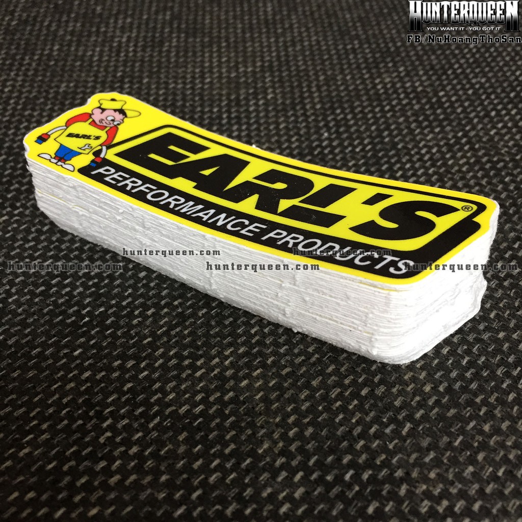 EARL[9x2.6cm] decal cao cấp chống nước, sắc nét, bền màu, dính chặt. Hình dán logo trang trí mọi nơi, in theo yêu cầu
