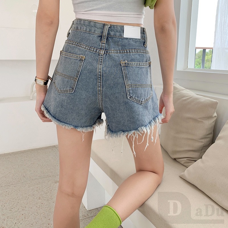 Ảnh Quần Short Jean Lưng Cao Dáng Rộng Thời Trang Mùa Hè Phong Cách Hàn Quốc 2