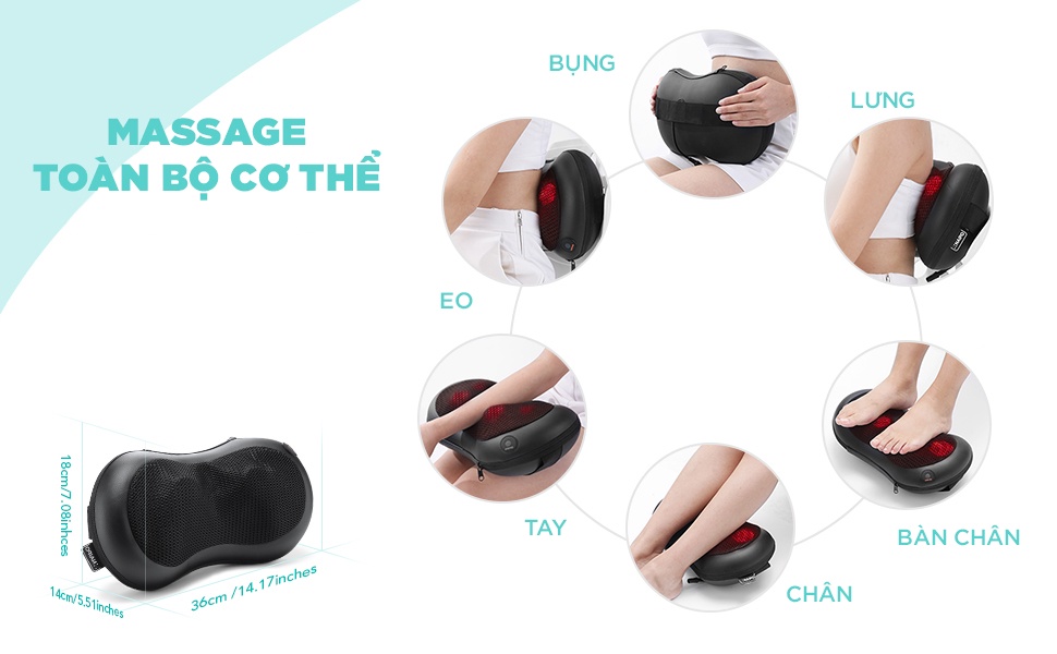 Mô tả Gối Massage Nhiệt Hồng Ngoại KINGTECH KP-315 - 4 Bóng Xoay - Chuyên Sâu Cổ Vai Gáy, Thắt Lưng - Chính Hãng - 4