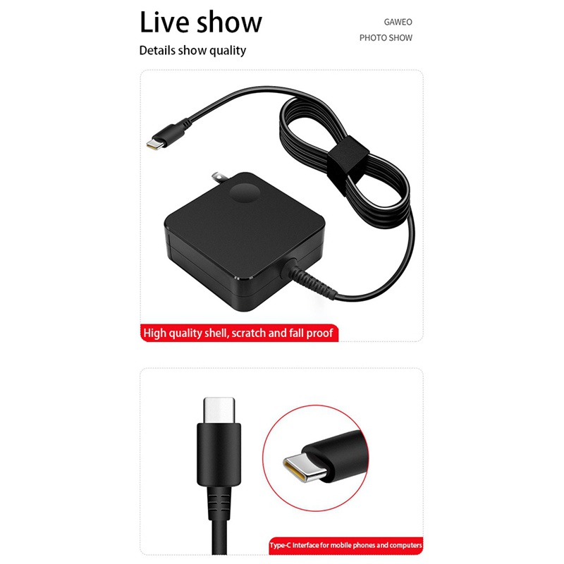 Củ Sạc Nhanh Cổng Type-C 65W Chuyên Dụng Cho Lenovo Square Notebook