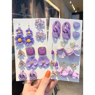 Khuyên tai nhiều kiểu dáng màu tím thời trang Hàn Quốc cá tính Chồi accessories