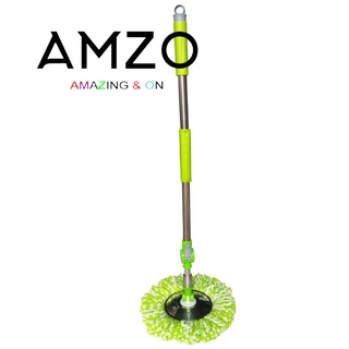AMZO_CÂY LAU NHÀ 360 ĐỘ INOX LỚN - MÂM INOX NHẬP KHẨU 100% (KHÓA LẬT - ĐÃ KÈM BÔNG LAU)