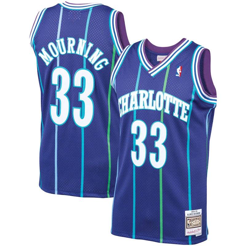 SY3 Áo Jersey Bóng Rổ Charlotte Hornets Alonzo Mourning & Stephen Curry Edition, Phiên Bản Kỷ Niệm