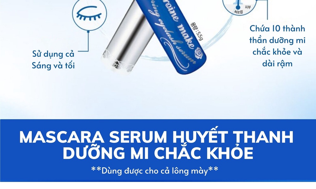 Mô tả Mascara Serum Tinh Chất Dưỡng Mi Kissme Heroine Make Watering Eyelash Serum 5.5ml Dưỡng Mi Khỏe Làm Mi Dài Rậm - 5