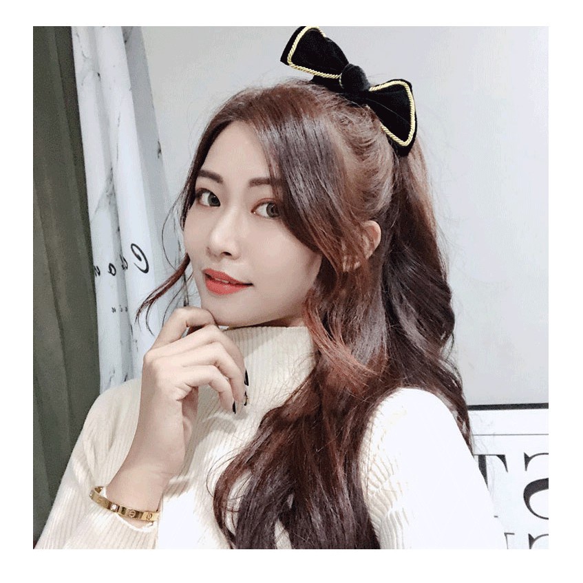 Cột - Kẹp Tóc Nơ Viền Vàng Hàn Quốc 25034642