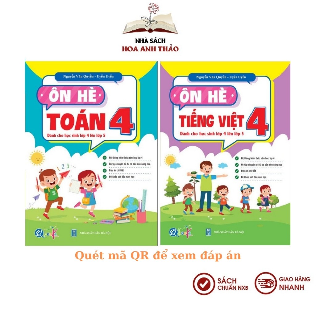 Sách - Ôn Hè Toán và Tiếng Việt 4 - Dành cho học sinh lớp 4 lên 5 (Bộ 2 quyển)