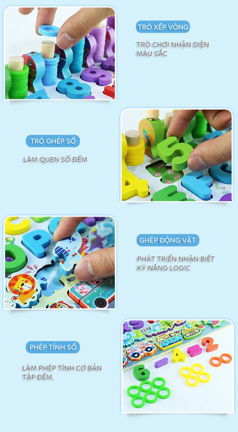 Mô tả Đồ chơi bảng chữ cái thông minh S-kids, bộ trò chơi câu cá và ghép số học bằng gỗ cho bé. - 5