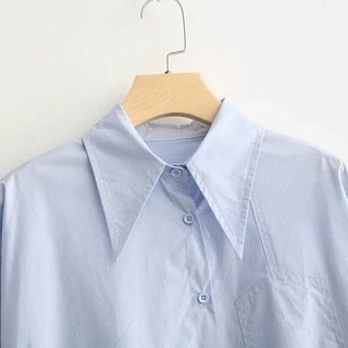 Áo Sơ Mi Dài Tay Dáng Rộng Thiết Kế Không Đồng Đều Xinh Xắn