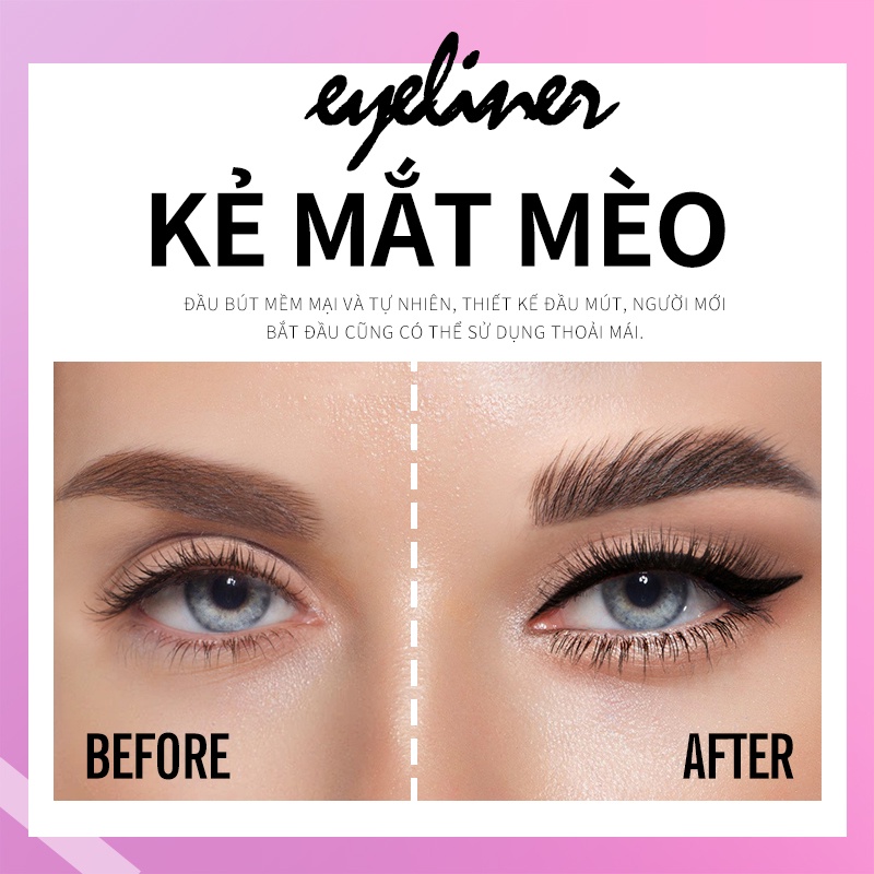 Ảnh Set 2 bút kẻ mắt KIMUSE kháng nước có đầu vẽ đuôi mắt trang điểm làm đẹp độc đáo 4