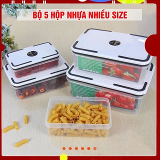 5 Hộp nhựa thực phẩm , Set 5 hộp  đựng thức ăn bảo quản  tủ lạnh