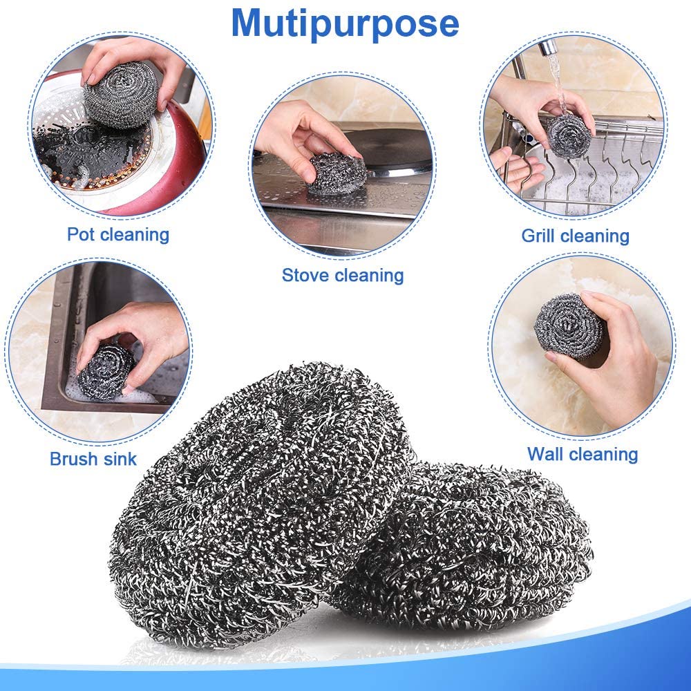 1/4/6 Gói Miếng Chà Xoong Nồi Bằng Thép Không Gỉ Không Gỉ