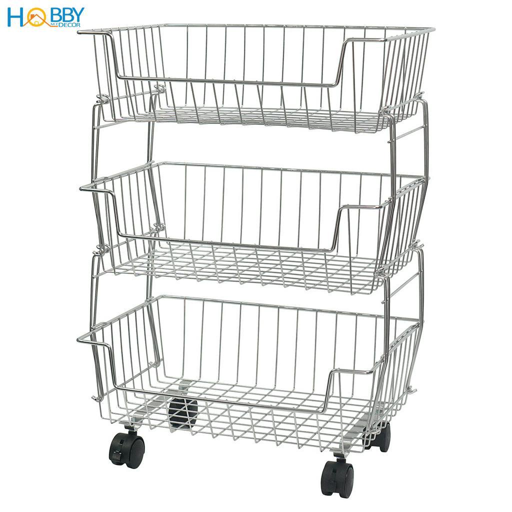 Kệ rổ đựng đồ nhà bếp di động nhiều tầng Inox 304 Hobby Home Decor NTI