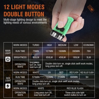 V3 Đèn Pin Mini Siêu Sáng 9 Chế Độ Nam Châm 900Lm LED Móc Khóa Cắm Trại Ngoài Trời Portable Đèn Làm Việc