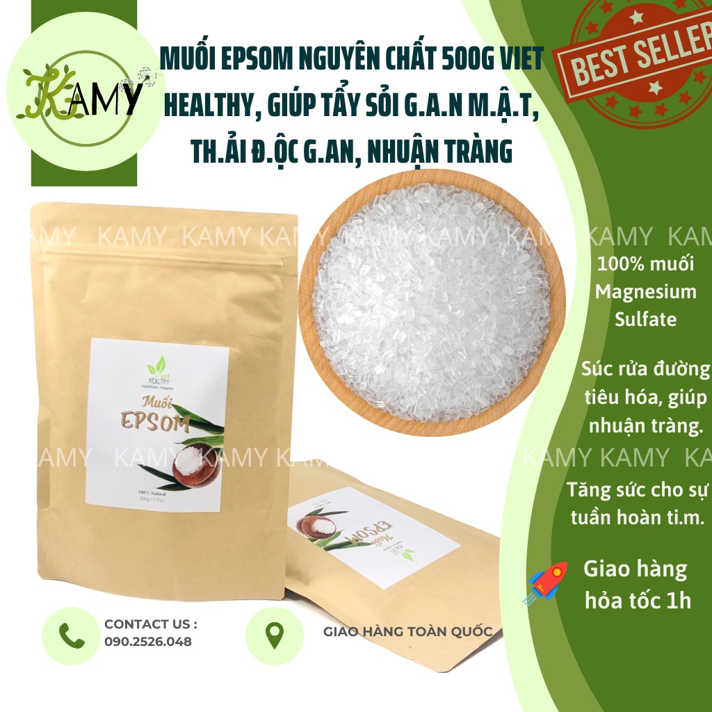 Muối biển tinh khiết 500g Viet Healthy, nguyên chất, giàu khoáng chất tự nhiên, không tẩy trắng