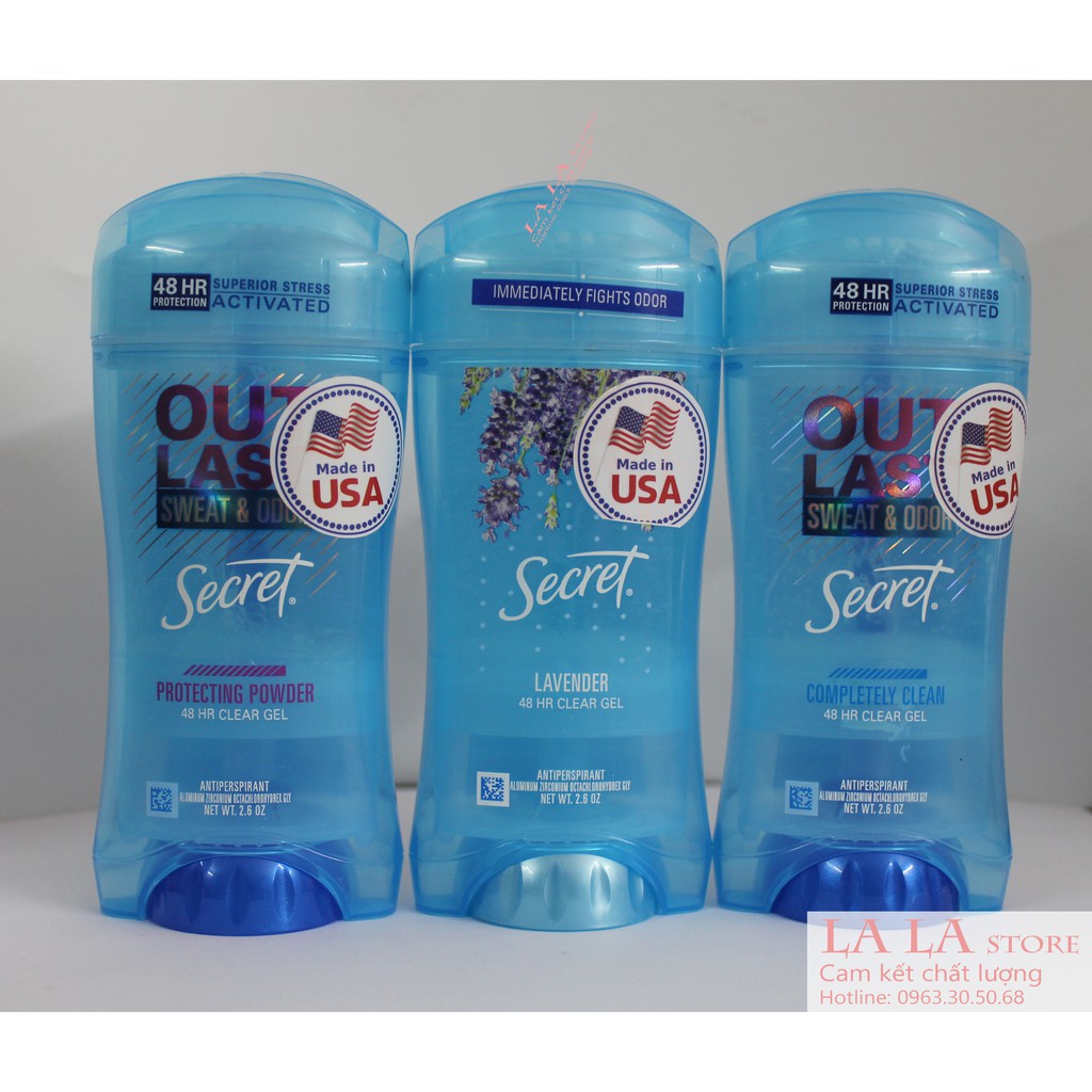 Lăn khử mùi nữ Secret Clear gel 73g Lavender, Outlast Completely Clean ...