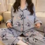 Bộ Đồ Ngủ Tay Dài In Hình Stitch Hoạt Hình Dễ Thương Ngọt Ngào Thời Trang Xuân Thu Mặc Ở Nhà