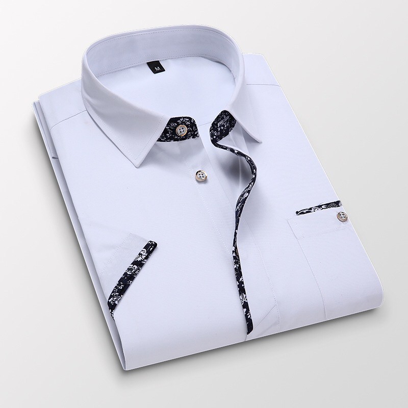 Thời Trang Áo Sơ Mi cotton Ngắn Tay Dáng Ôm In Họa Tiết Lịch Lãm Cho Nam