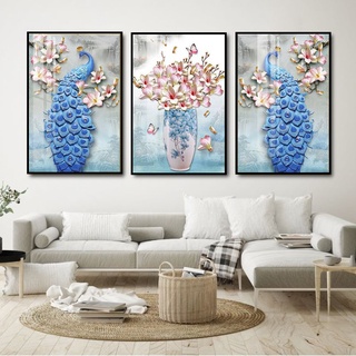 Tranh Treo Tường Đôi Chim Công - Tranh Phong Thủy Mừng Tân Gia Laminate Tráng Gương
