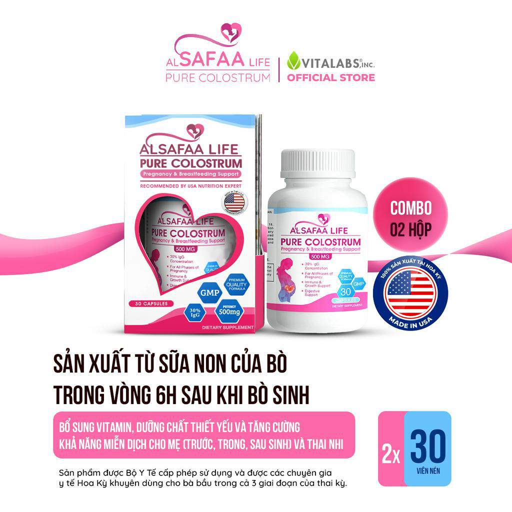 Combo 02 hộp Thực phẩm bảo vệ sức khỏe Sữa non Al Safaa Life hộp 30 viên