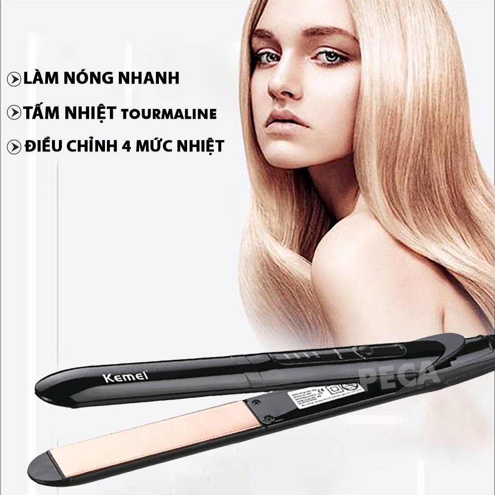 Ảnh Máy duỗi tóc điều chỉnh 4 mức nhiệt độ Kemei KM-8889 phù hợp nhiều loại tóc, có thể duỗi uốn tạo nhiều kiểu tóc- HÀNG CH 4