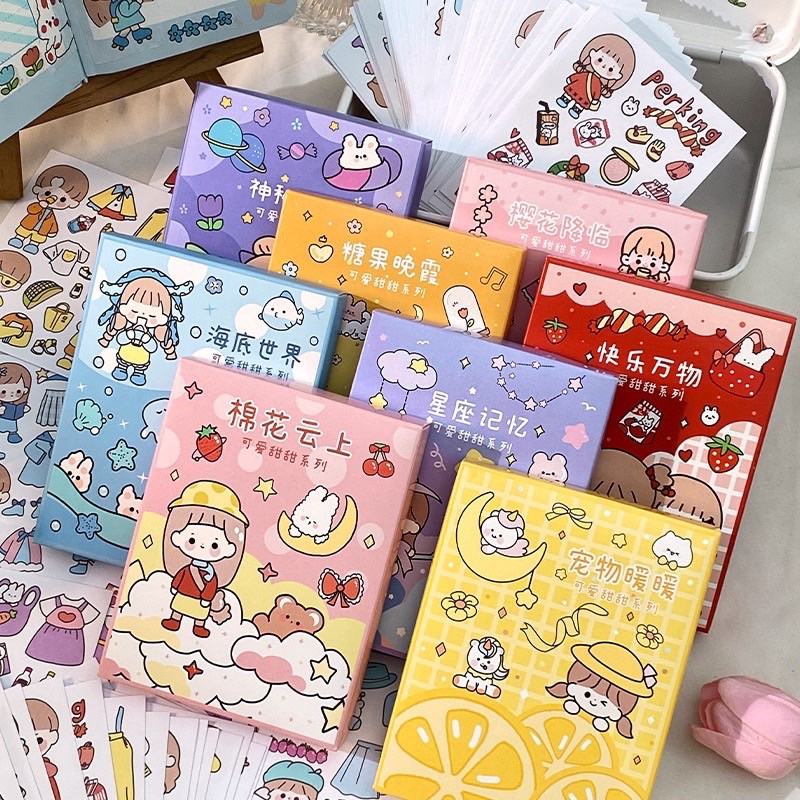 ????Set 50 tờ sticker nhãn dán trang trí sổ bìa sách bình nước dễ ...