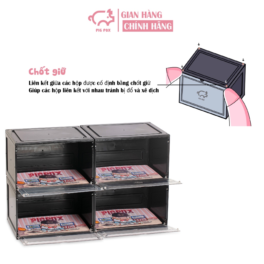 Ảnh Hộp Đựng Giày Nhựa Cứng Cửa Ngang Có Nam Châm PIG POX Sneaker Box V1 - Loại cao cấp bền bỉ 3