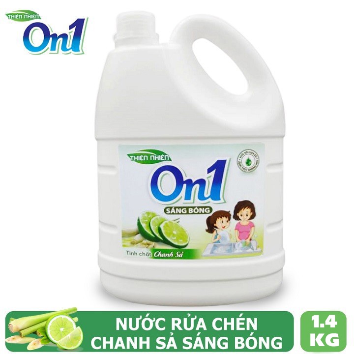 Ảnh Nước rửa chén On1 hương chanh sả 1.4kg - gel rửa bát sạch bóng vết dầu mỡ N5202 3