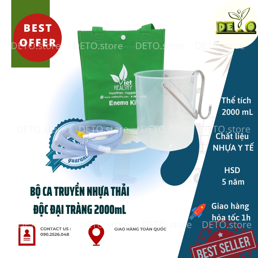 Bộ bình truyền VIETHEALTHY thải độc đại tràng enema cà phê 2 lít
