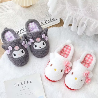 G13 Sanrio Hoạt Hình Sang Trọng Dép KT Kuromi Cinnamoroll Hangyodon Purin Giai Điệu Nhồi Bông Giày Chống Trơn Trượt Ấm Áp G13