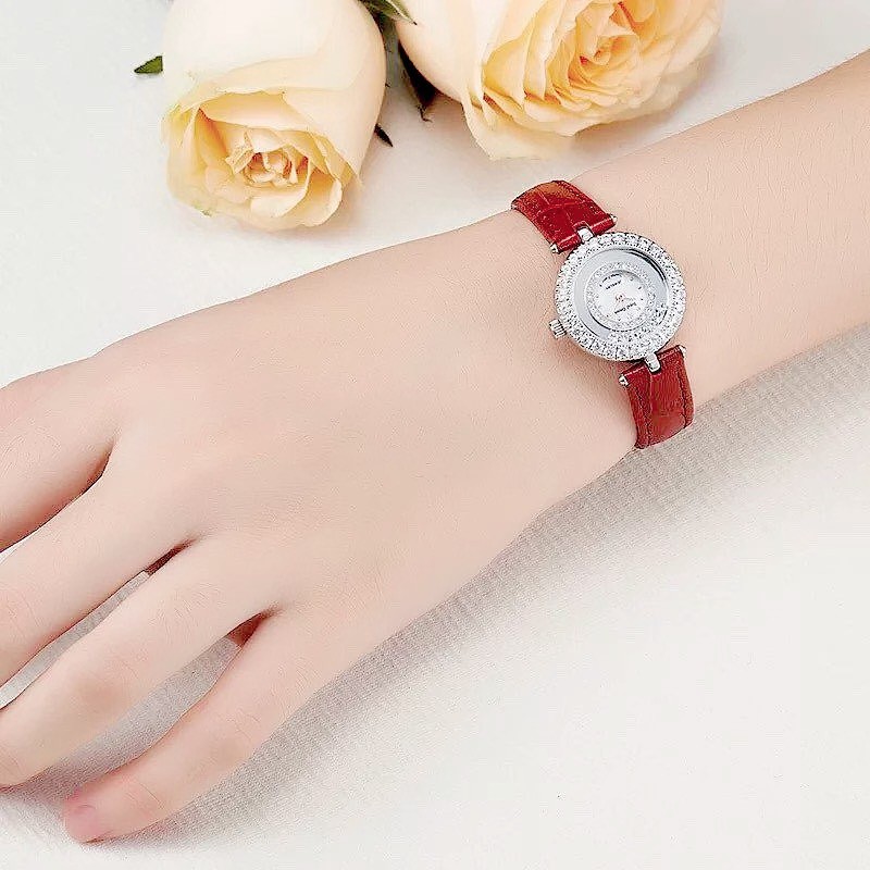 Đồng Hồ Nữ Royal Crown Chính Hãng 5308 Dây Da Mặt Nhỏ Lên Tay Cực Dễ