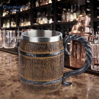 Cốc Uống Bia / Cà Phê Bằng Thép Không Gỉ Hai Thùng Nhựa Resin Cổ Điển Trang Trí Quán Bar [Crazymallueb.V