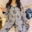 Bộ Đồ Ngủ Tay Dài In Hình Stitch Hoạt Hình Dễ Thương Ngọt Ngào Thời Trang Xuân Thu Mặc Ở Nhà