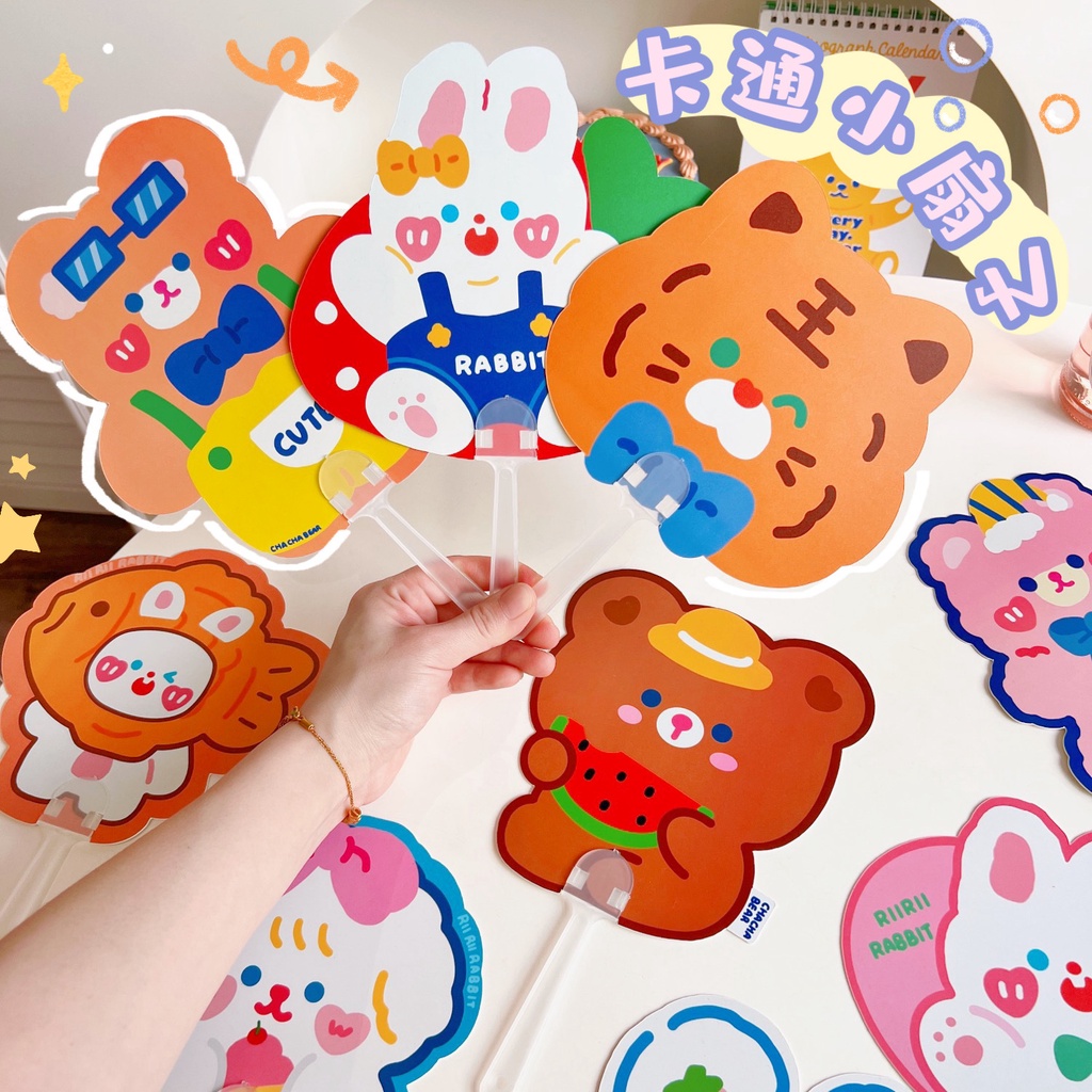Quạt Nhựa Cầm Tay Mini Thiết Kế Hoạt Hình Dễ Thương Tùy Chọn