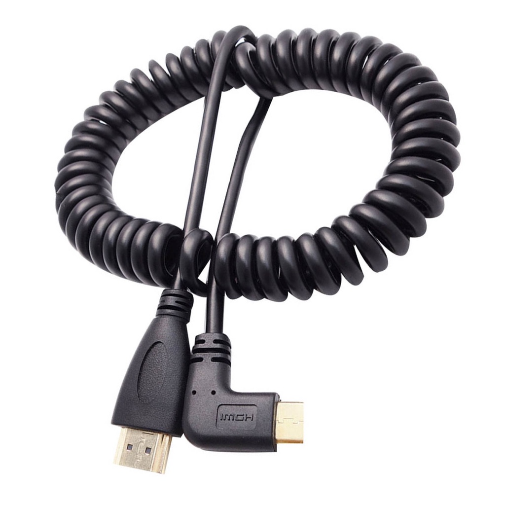 Cáp Lò Xo Chuyển Đổi Góc Phải 90 Độ Mini HDMI Sang HDMI Male, Đối Với SLR PC