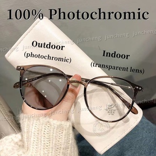 Photochromic Chống Bức Xạ Kính Mắt Dành Cho Nữ Chuyển Đổi Khung Kim Loại Sắc Thái UV400 Eyewaer Ống Kính Có Thể Thay Thế