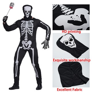 Áo Liền Quần Xương Người Cho Lễ Hội Halloween - Trang Phục Cosplay Kín Đen