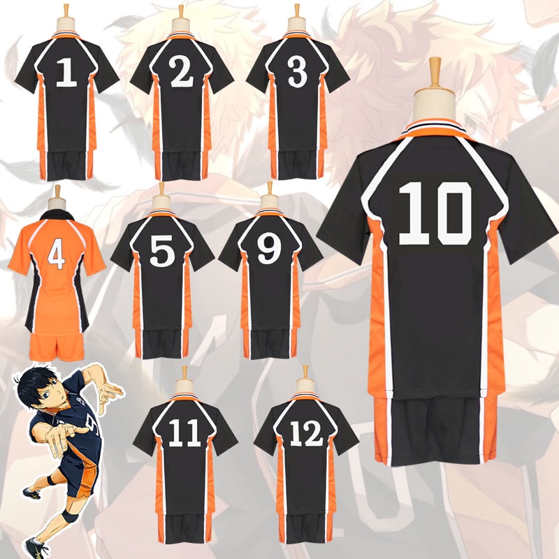 Bộ quần áo thể thao hóa trang nhân vật Anime Haikyuu Karasuno nhiều màu tùy chọn