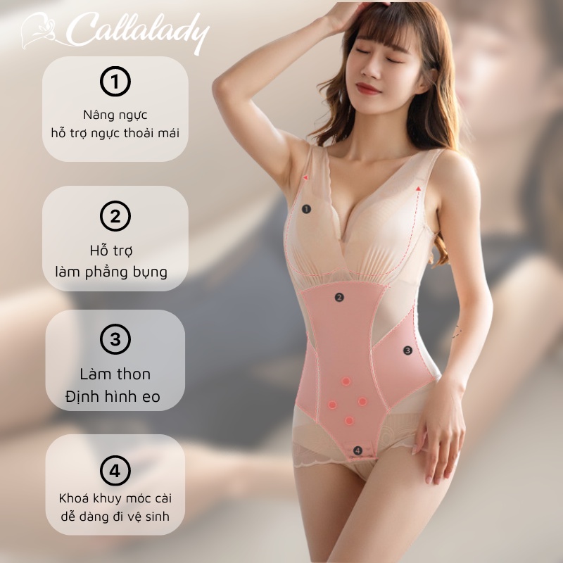 Áo gen định hình toàn thân Callalady nịt bụng eo giảm mỡ sau sinh đồ lót gen bụng định hình giảm mỡ cao cấp