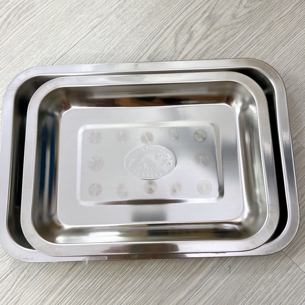 Khay mâm inox chữ nhật cạn đủ size vừa đến lớn