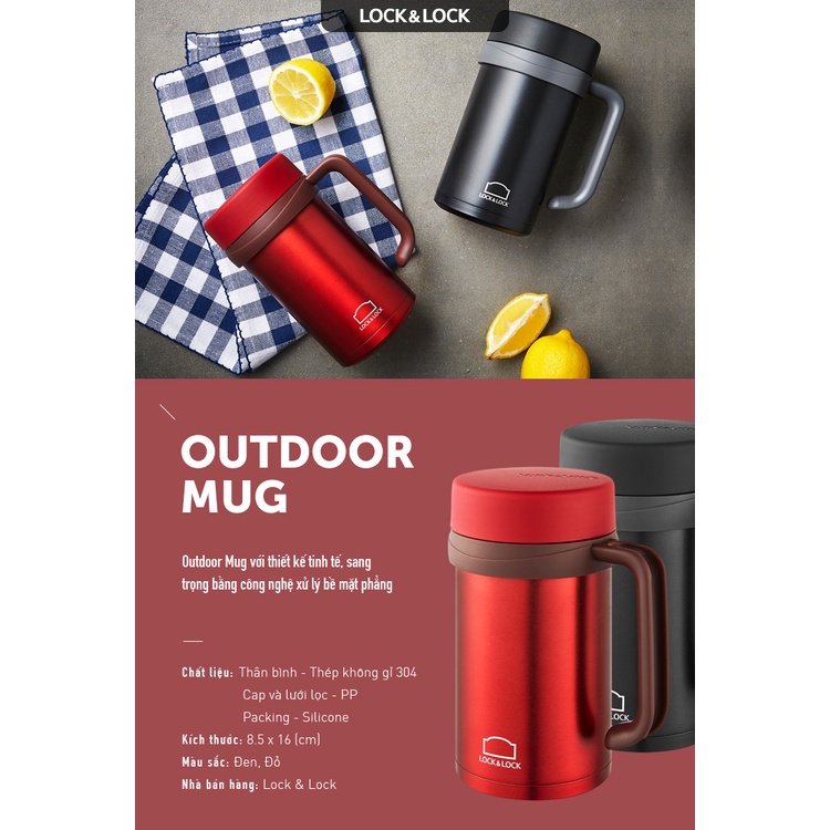 Ca giữ nhiệt LocknLock 500ml New Basic Table LHC4026 2 màu , có tay cầm, miệng ly rộng - K-MALL
