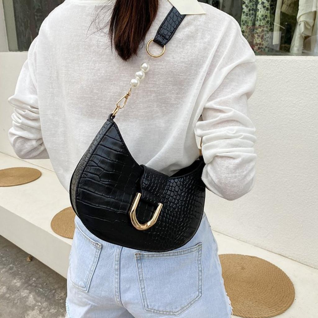 Túi Xách Nữ Kẹp Nách Đeo Vai Phối Dây Ngọc Xinh Hot Trend Quảng Châu [Cam Kết Túi Nhập Quảng Châu] HARA Túi Xách