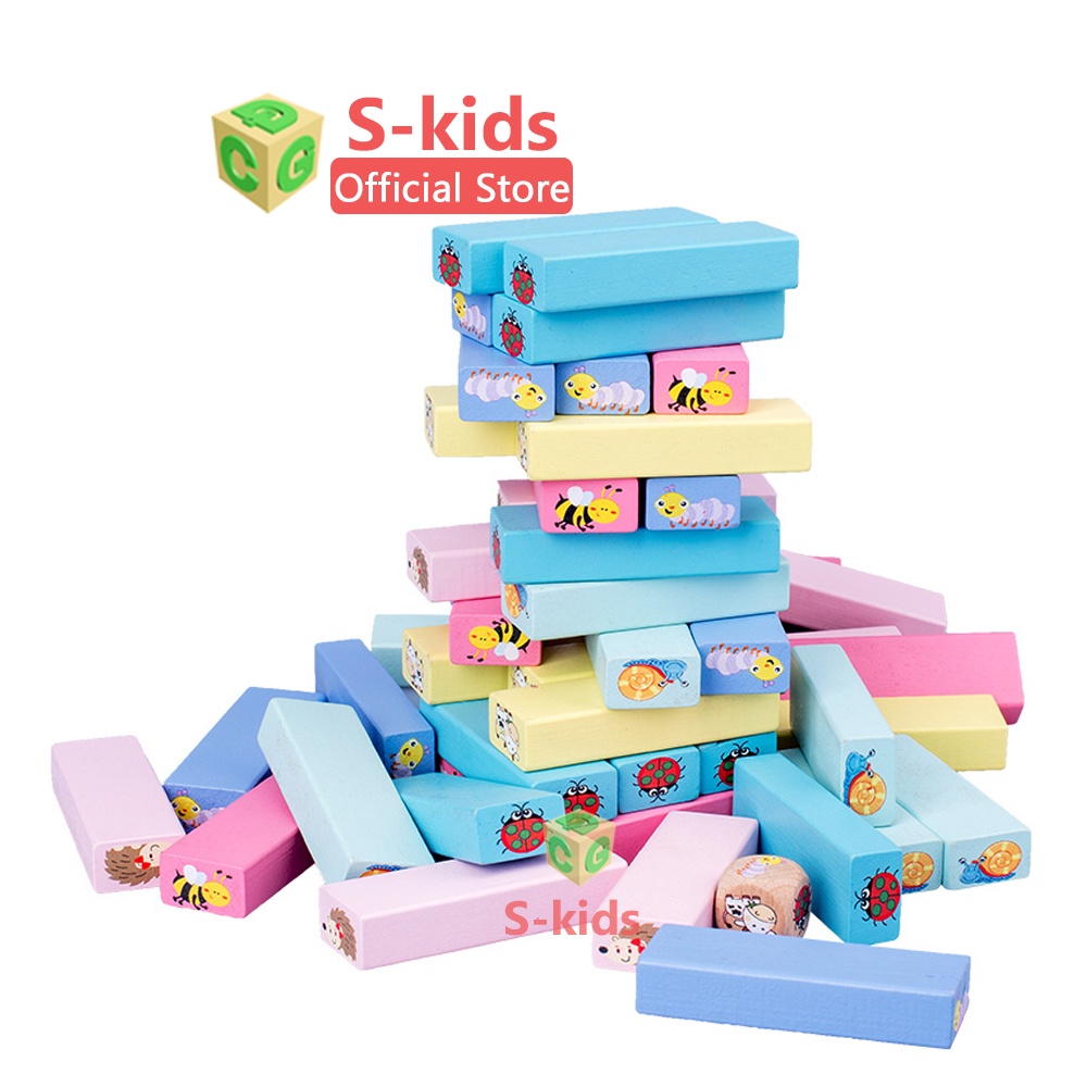 Ảnh Đồ Chơi Rút Gỗ loại lớn 51 và 54 thanh S-Kids, Bộ xếp khối domino cho bé. 3
