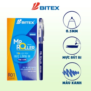 Bút lông bi Bitex R01 Xanh / đỏ / đen ngòi 0.5mm (5 cây)