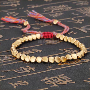 Vòng đeo tay có hạt đồng may mắn phong cách Tây Tạng dành cho nam và