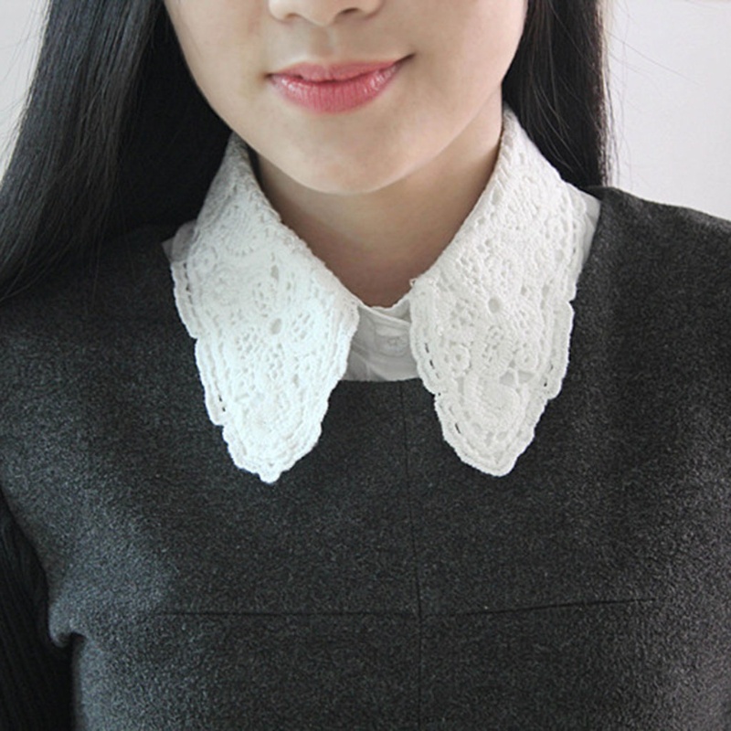 Dasbsug Nữ Màu Nguyên Chất Ren Có Thể Tháo Rời Ve Áo Choker Vòng Cổ Áo Sơ Mi Giả Cổ