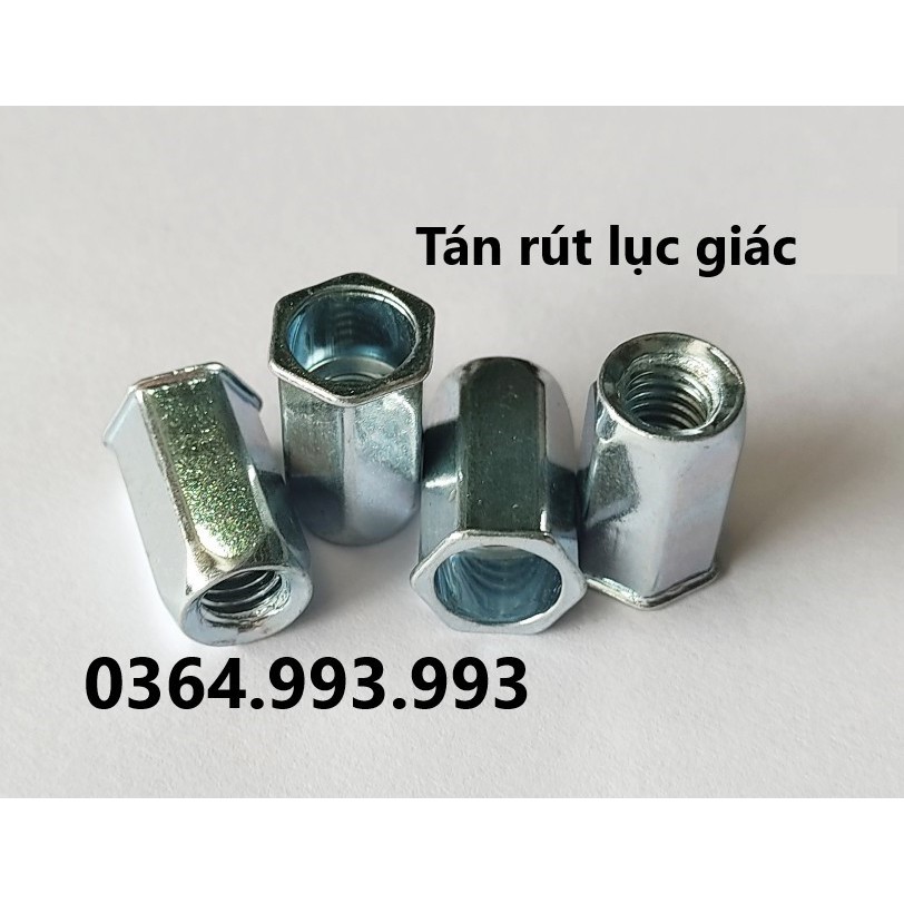 Gói 100 cái Tán rút lục giác M6, M8. Đai ốc rút lục giác M6, M8. Chất ...
