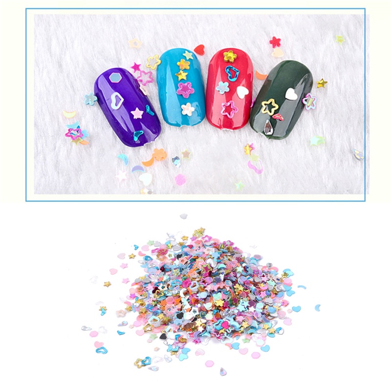 Richh Set 5000 Hạt Nhựa Hình Ngôi Sao / Trái Tim / Hoa Lấp Lánh Trang Trí Móng Nghệ Thuật