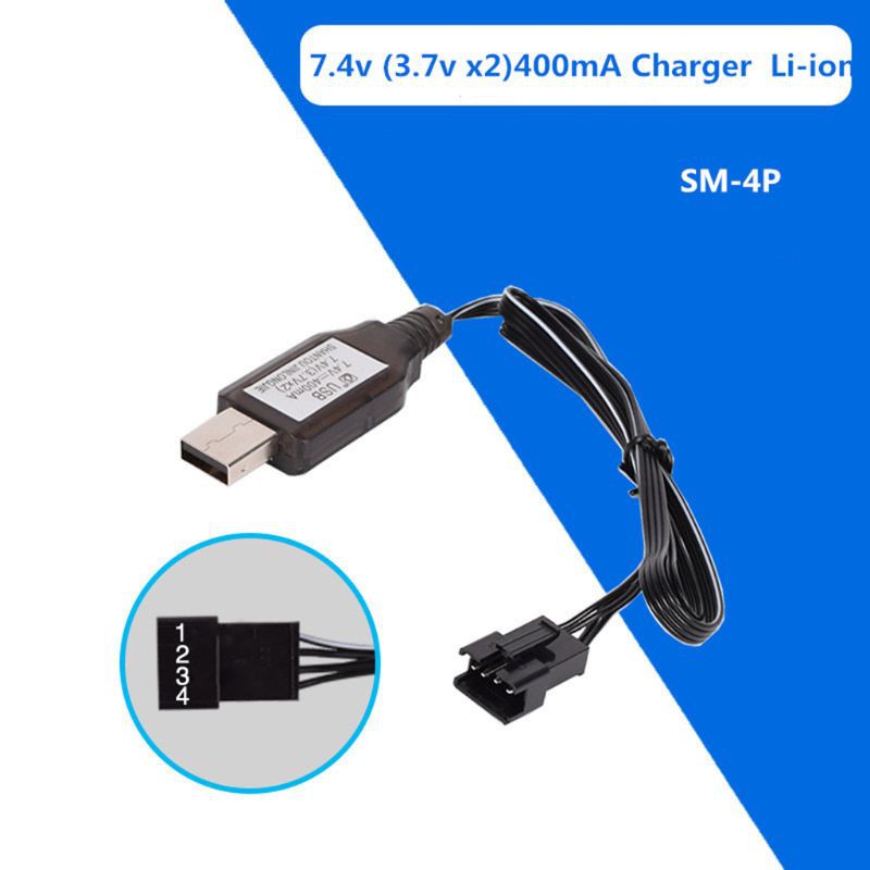 ★Thêm♣7.4v (3.7v x2) Sạc SM-4P Pin Li-ion Điện RC Đồ Chơi Xe Thuyền Sạc USB